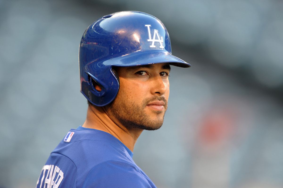Andre Ethier is out of the starting lineup Tuesday night with a stomach bug.