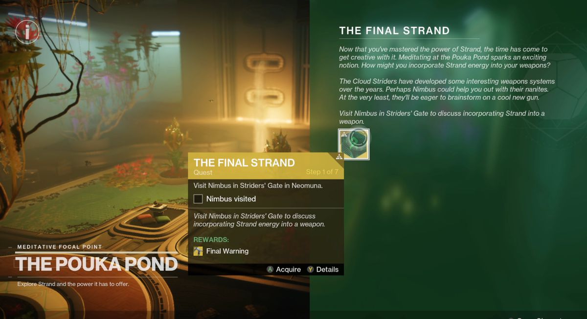 An image showing the start of The Final Strand quest.