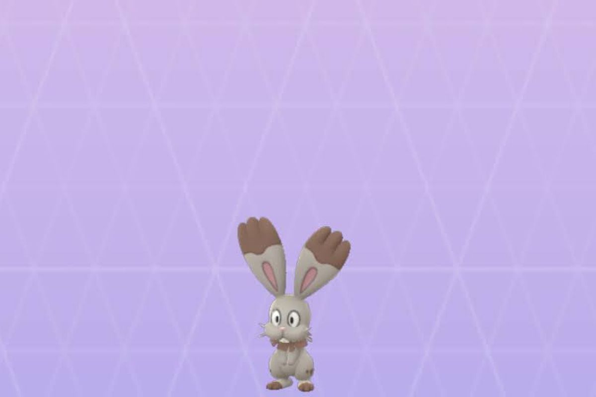 Bunnelby on the Pokémon Go purple background