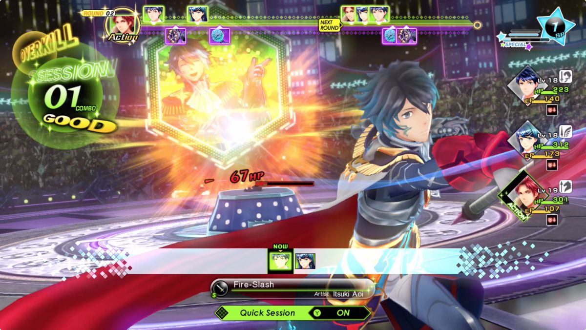 Tokyo Mirage Sessions #FE Encore Itsuki delivers a combo during combat. 