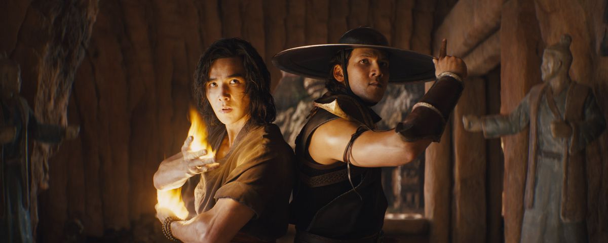 LUDI LIN as Liu Kang and MAX HUANG as Kung Lao in Mortal Kombat (2021)