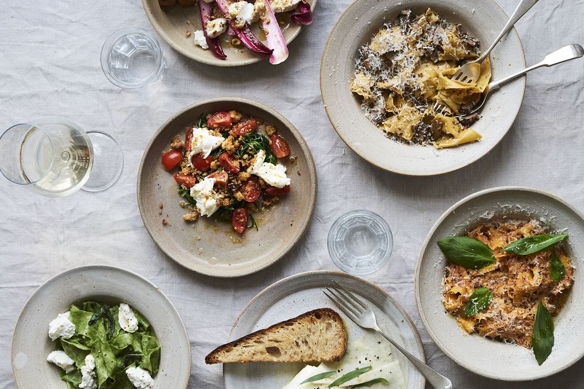 Pappardelle, salads, and feta at 26 Grains, which will open a new Borough Market restaurant