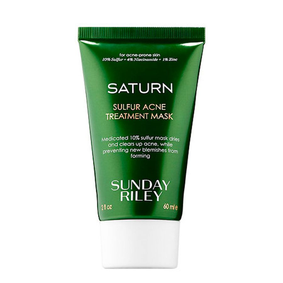 A green tube of Sunday Riley Saturn acne mask 