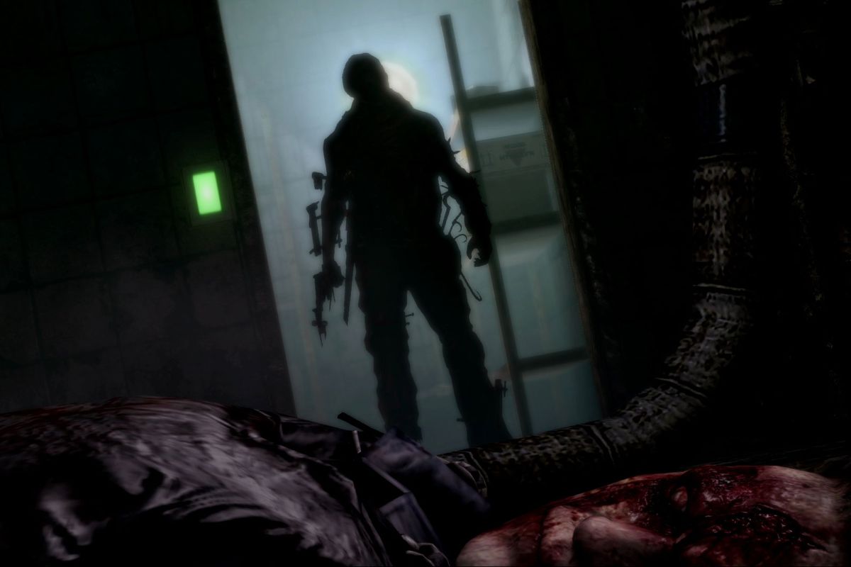Resident Evil Revelations 2 - silhouetted figure in doorway