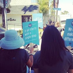 Over 100 barefoot walkers, including TOMS employees, stolled through Abbot Kinney to raise awareness for children's health and education as part of the global Day Without Shoes campaign.