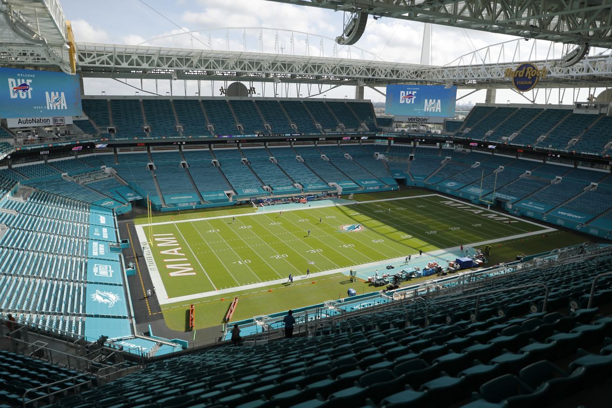 A general view of Hard Rock Stadium prior to the game between the Miami Dolphins and the Buffalo Bills on September 20, 2020 in Miami Gardens, Florida.