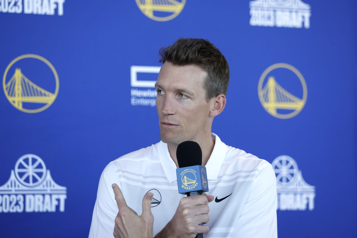 Mike Dunleavy Jr. talking during a press conference 