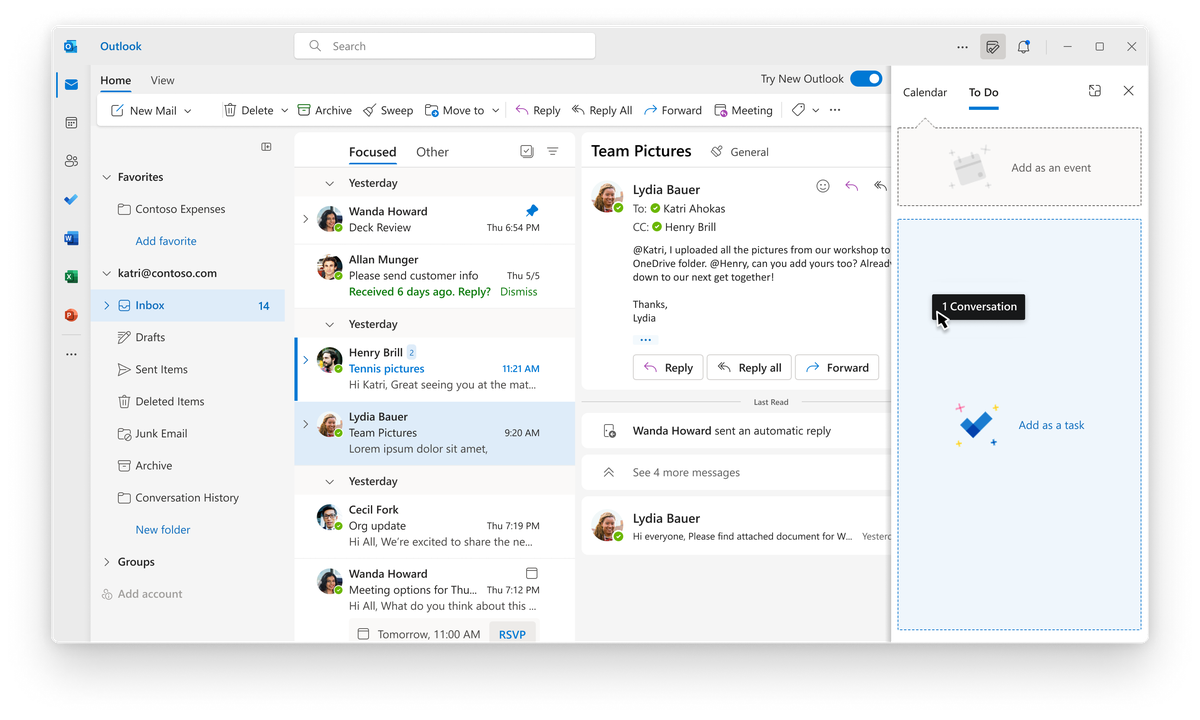 Voici comment la nouvelle application de messagerie One Outlook de Microsoft fonctionnera