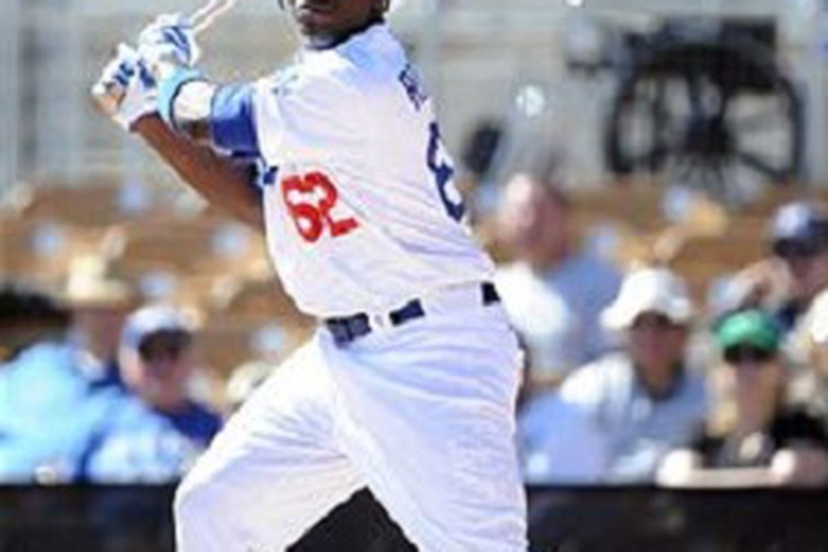 Trayvon Robinson of the Los Angeles Dodgers (Photo by Harry How, Getty Images)