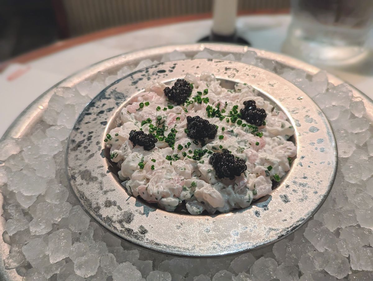 Diced sea bream tartare with caviar at Juliet in Culver City.