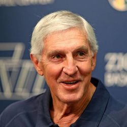 Former Jazz head coach Jerry Sloan talks to the media about his new role with the organization at a press conference at Zions Bank Basketball Center Thursday, June 20, 2013, in Salt Lake City. Sloan will be a senior basketball advisor for the team.