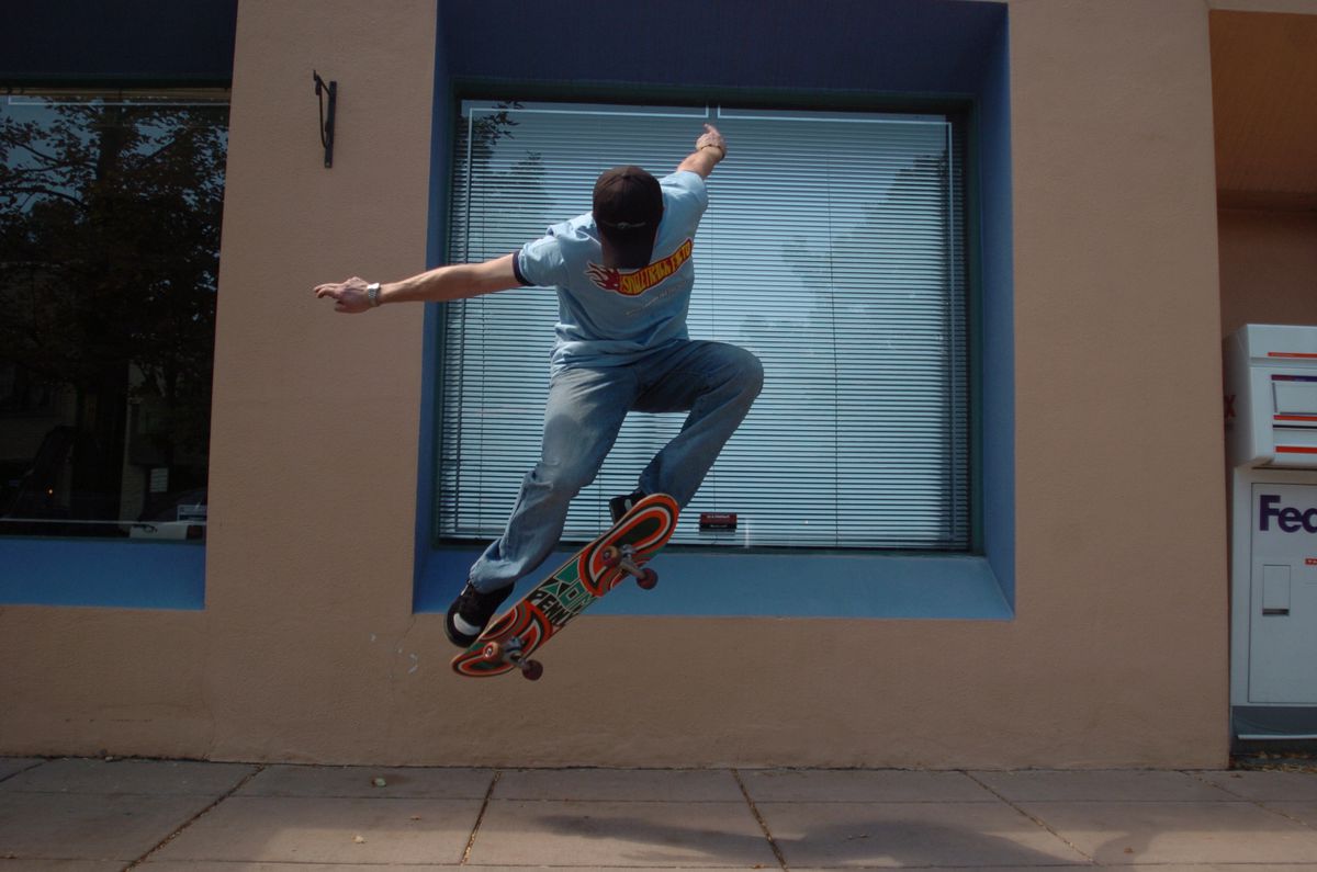 a skateboarder mid ollie