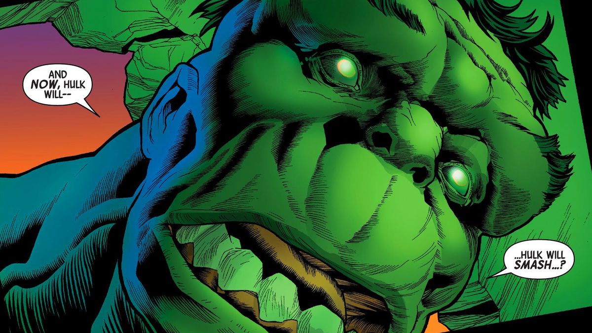 Comic book art of The Hulk