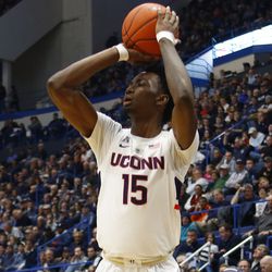 The Cincinnati Bearcats take on the UConn Huskies in a men’s college basketball game at the XL Center in Hartford, CT on February 24, 2019.