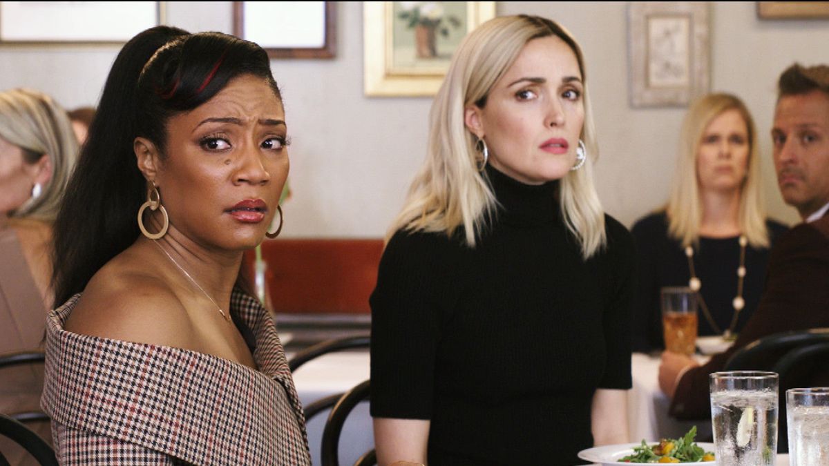 like a boss: tiffany haddish and rose byrne look scared