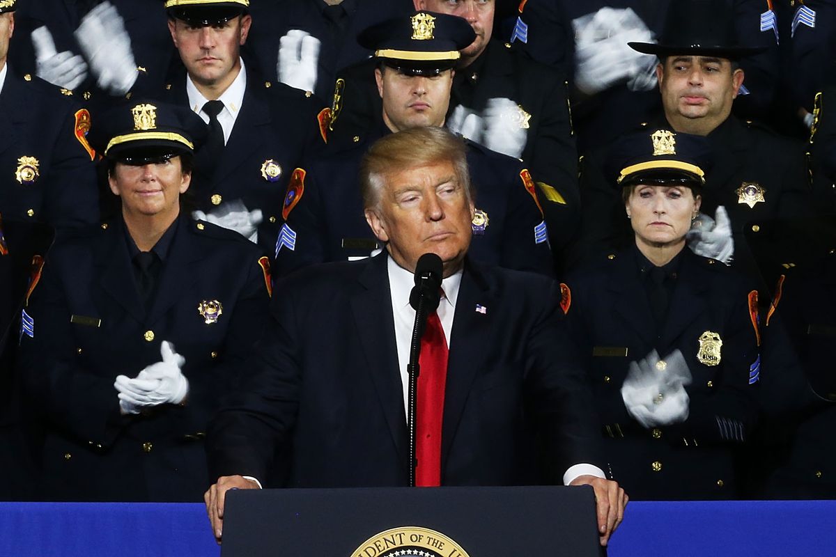 Donald Trump Addresses Members Of Law Enforcement On Long Island