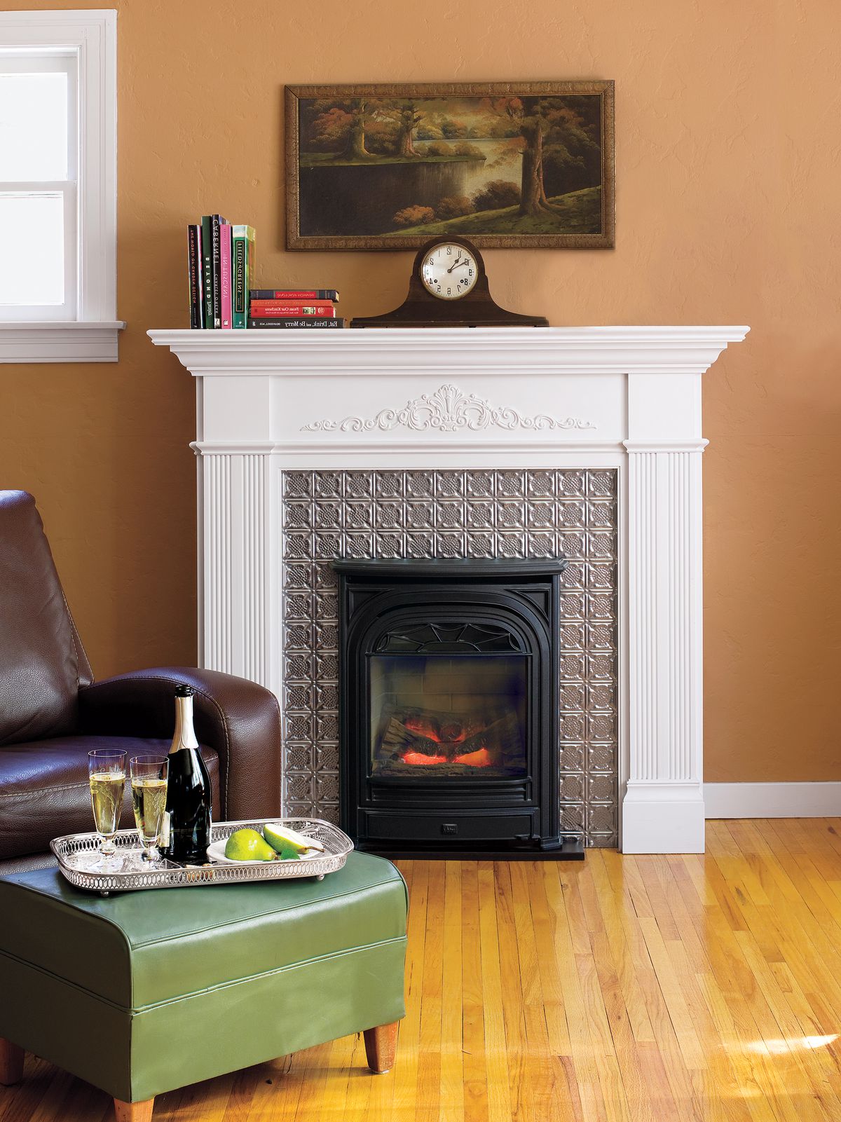 Tin-Tile Fireplace Surround