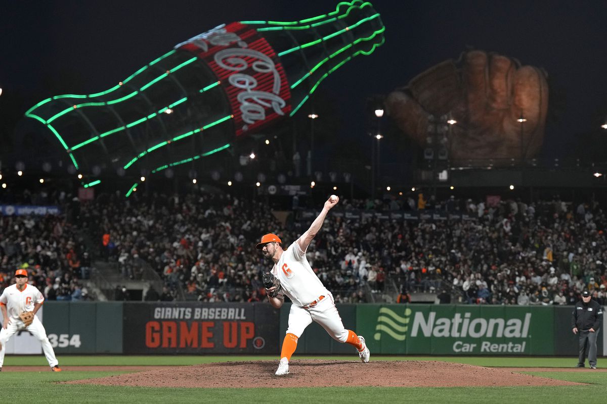 Carlos Rodon #16 of the San Francisco Giants pitches against the Oakland Athletics in the top of the fifth inning at Oracle Park on April 26, 2022 in San Francisco, California.