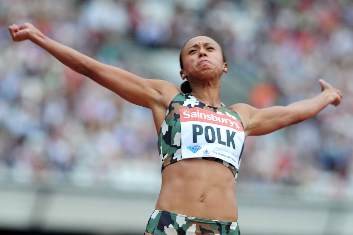  Tori Polk of the United States competes in the Women's Long Jump during day two of the Sainsbury's Anniversary Games - IAAF Diamond League 2013 at The Queen Elizabeth Olympic Park on July 27, 2013 in London, England.
