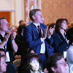 Attendees applaud during the opening session of the World Congress of Families IX at the Grand America in Salt Lake City, Tuesday, Oct. 27, 2015. 