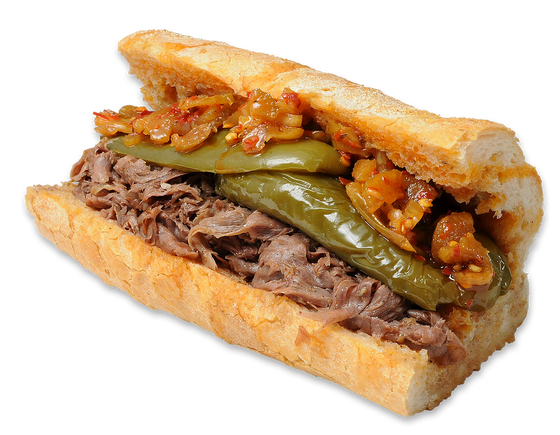 An Italian beef with peppers.