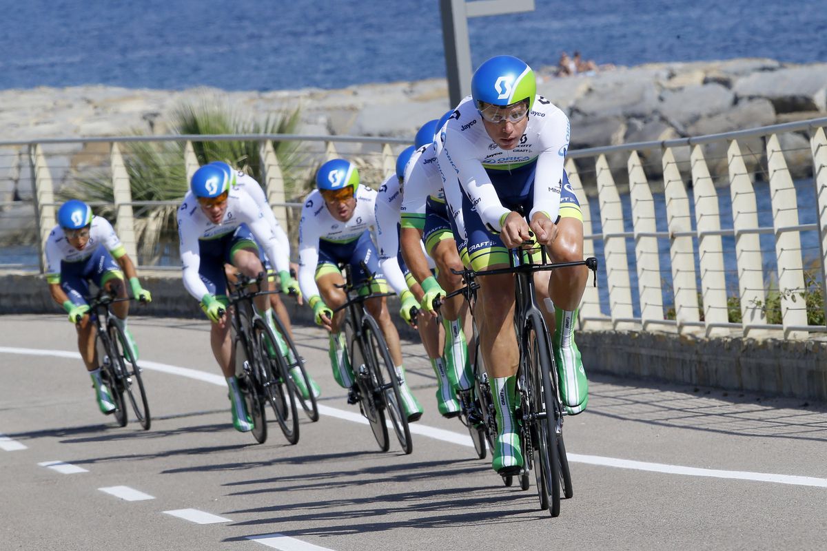 Team time trialling. Orica's best area, and a metaphor for the whole team. They do well because they have nine good riders, and no real standout, no one who will put the others into the red. Not a bad thing, but an interesting one.