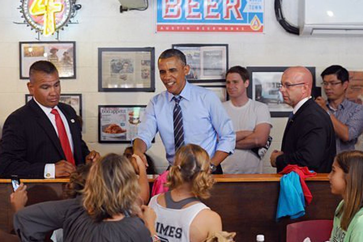 President Obama at Franklin Barbecue 