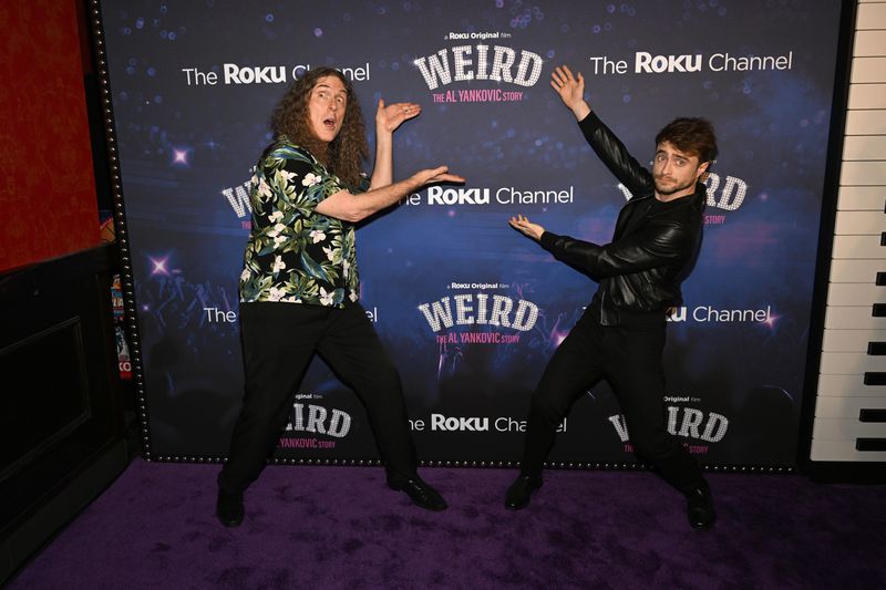 “Weird Al” Yankovic and Daniel Radcliffe promote “Weird: The Al Yankovic Story.”