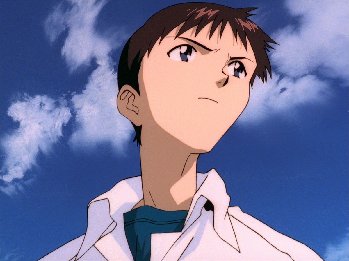 Shinji from Neon Genesis Evangelion, looking determined