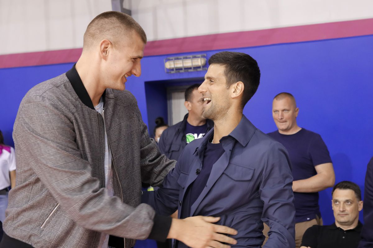 Nikola Jokic from Denver Nuggets meets with Tennis Player Novak Djokovic