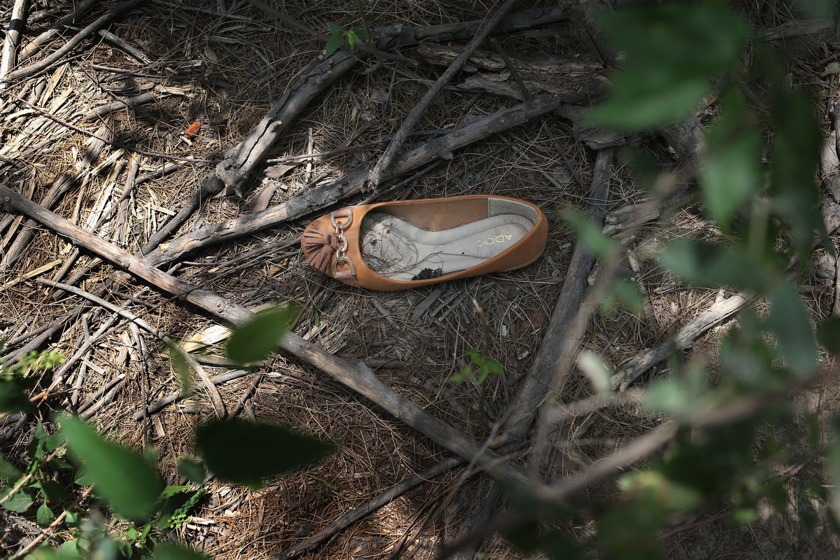 A shoe at the US-Mexico border