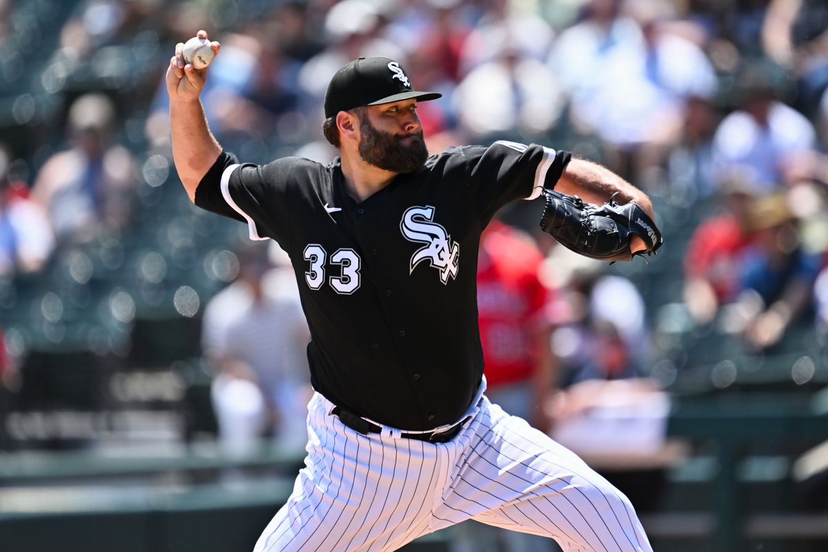 Lance Lynn of the Chicago White Sox pitches against the Los Angeles Angels at Guaranteed Rate Field on May 31, 2023 in Chicago, Illinois.
