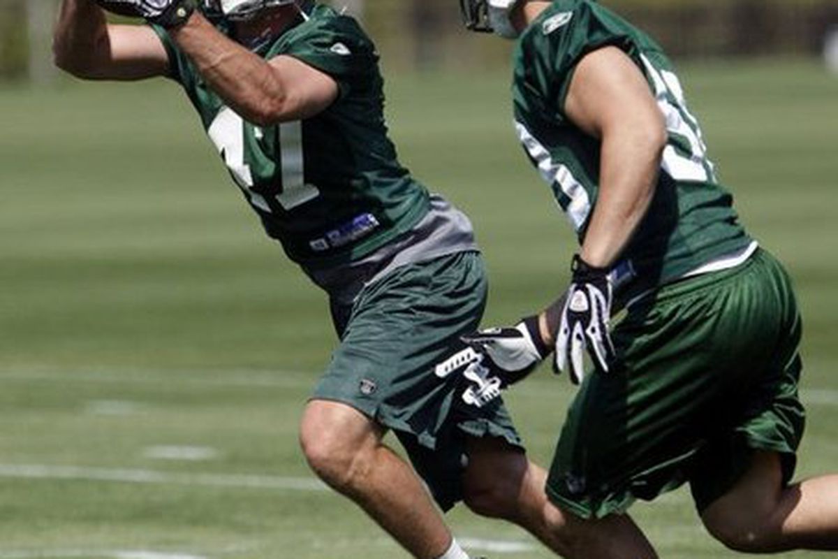 Cory Reamer at the Jets mini camp. Photo Ed Murray/<a href="http://www.nj.com/starledger/">The Star-Ledger</a>.