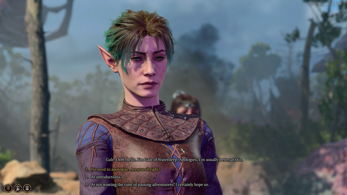 Cestelle, a Wood Elf Assassin with green hair and leather armor, in Baldur’s Gate 3