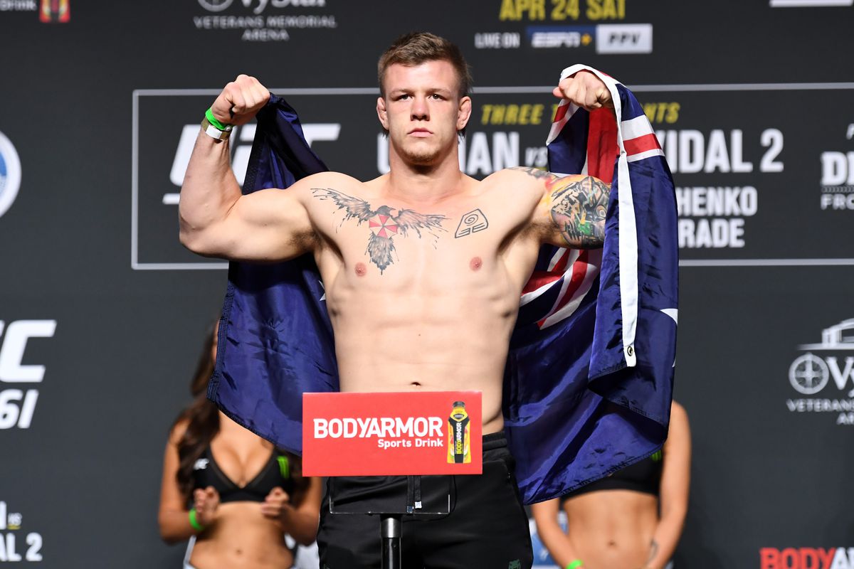 Jimmy Crute at the weigh-ins of UFC 261. 