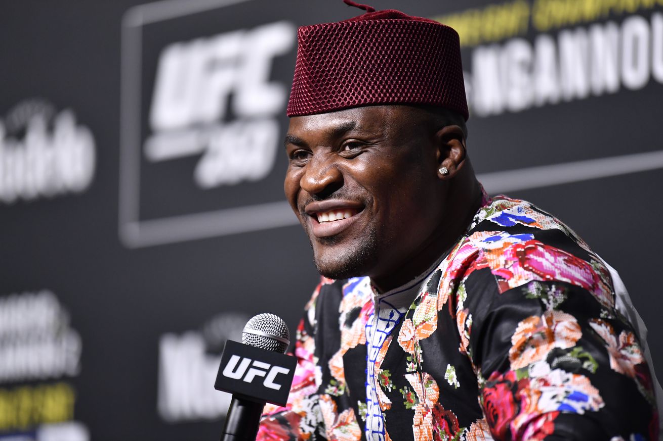 Francis Ngannou at the UFC 260 press conference.