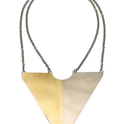 Two-tone <a href="http://www.avenue32.com/designers/anndra-neen/tone-tone-triangle-necklace-18601.html">triangle necklace</a>, $550 at avenue32.com.