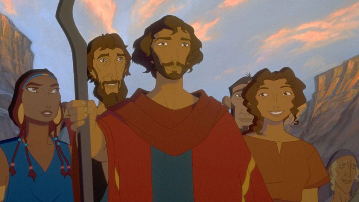Moses stands with Aaron and Tzipporah on his right, and Miriam on his left. 