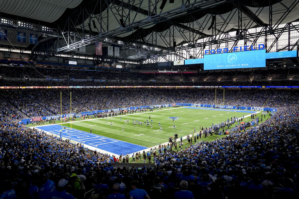 An overall view is pictured before the game between the Detroit Lions and Philadelphia Eagles at Ford Field on September 11, 2022 in Detroit, Michigan.