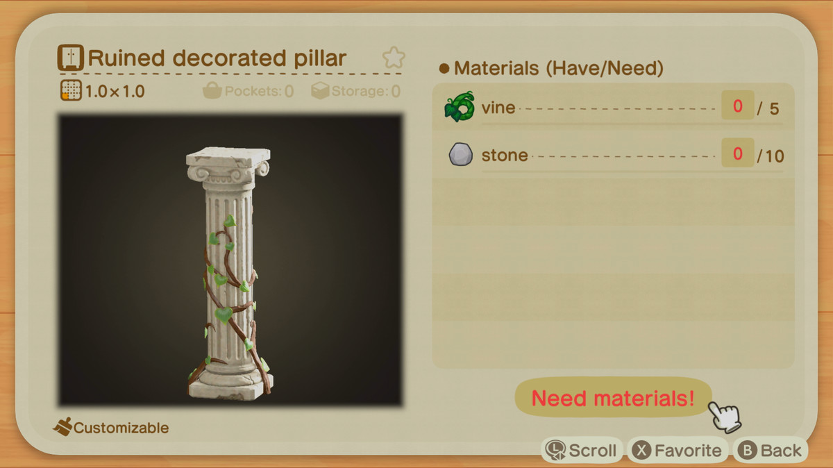 A New Horizons recipe for a Ruined Decorated Pillar