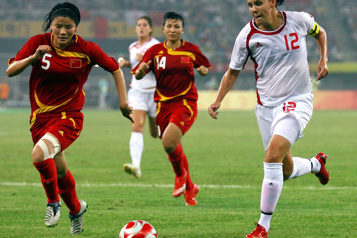 The Chinese have to be really sick of racing against Christine Sinclair. (Koji Watanbe/Getty Images)