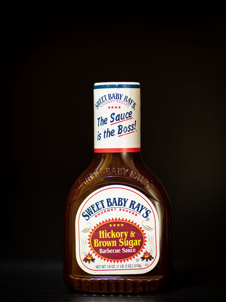 A bottle of Sweet Baby Ray’s Hickory and Brown sugar barbecue sauce 