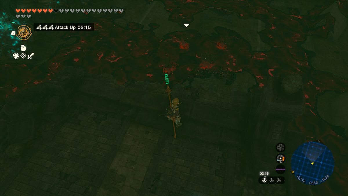 Link stares at Gloom Hands under Hyrule Castle during the final mission of Zelda Tears of the Kingdom.
