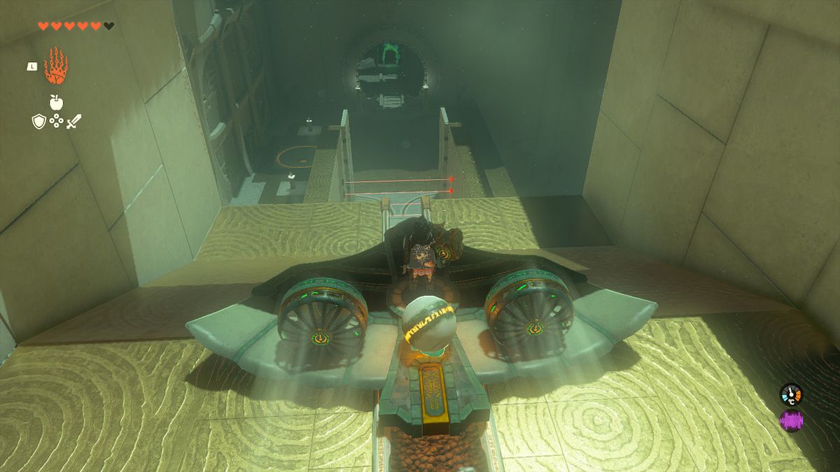 Link rides a <a href='https://www.wingchun.org.br/mestres-de-wing-chun' target='_blank'>wing</a> with two fans attached to it in the Orochium Shrine in Zelda Tears of the Kingdom.