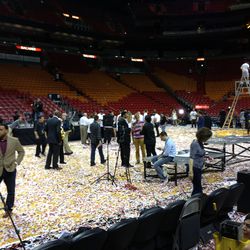 AmericanAirlines Arena court after the celebration