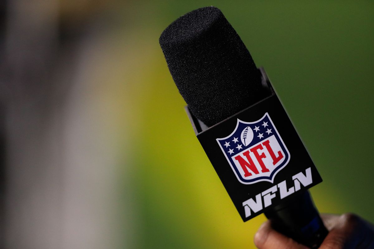 A NFL Network microphone before the game against the Jacksonville Jaguars and the Cincinnati Bengals on September 30, 2021, at Paul Brown Stadium in Cincinnati, OH.