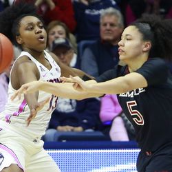 The Temple Owls take on the UConn Huskies in a women’s college basketball game at Gampel Pavilion in Storrs, CT on February 9, 2019.