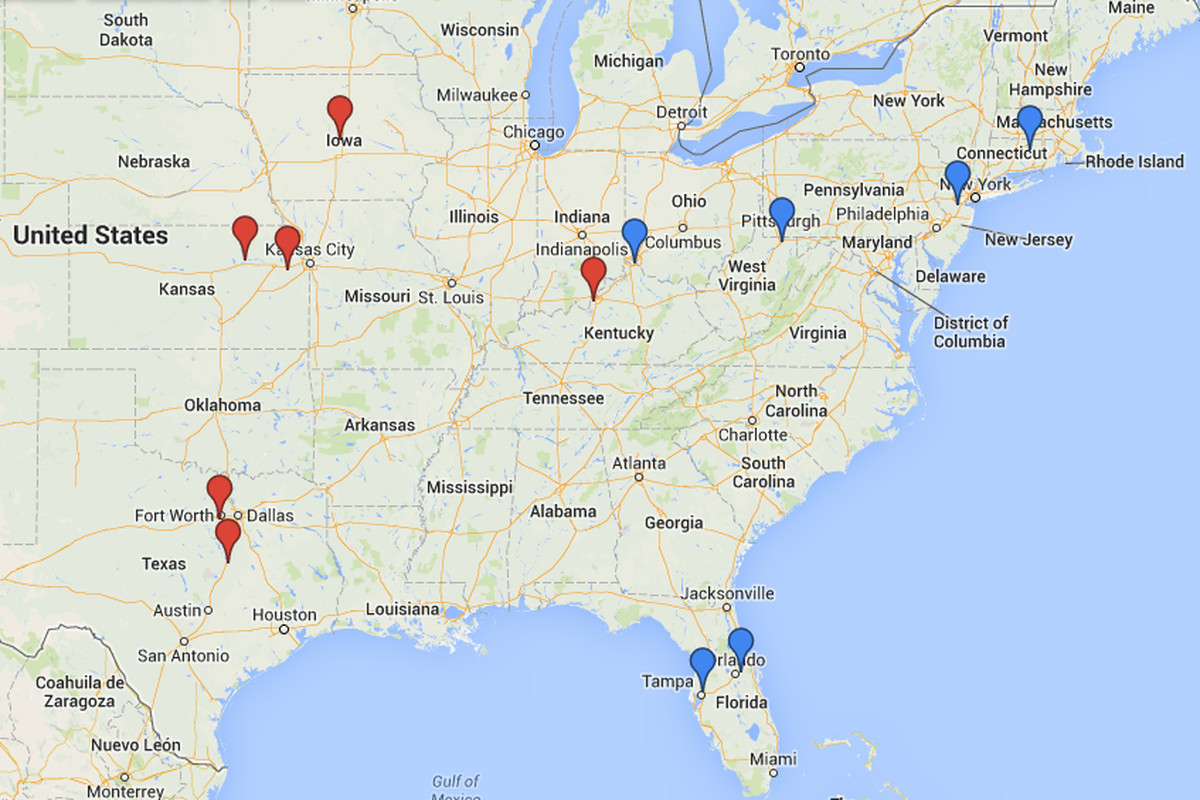 The Big 12/Big East footprint, if the merger had gone through.