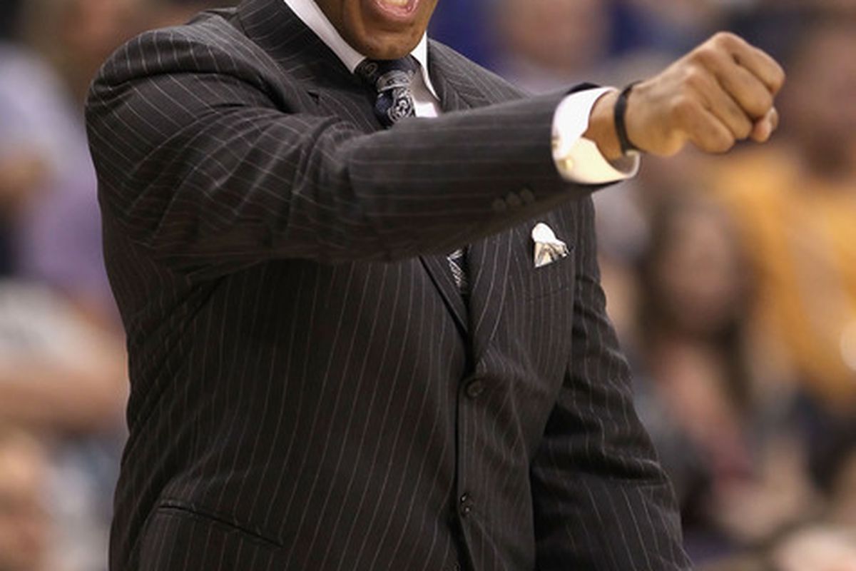 Head coach Alvin Gentry of the Phoenix Suns reacts during the NBA game against the Portland Trail Blazers at US Airways Center in Phoenix Arizona.  The Trail Blazers defeated the Suns 101-94.   (Photo by Christian Petersen/Getty Images)