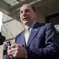 Veteran Affairs Secretary Robert A. McDonald speaks to reporters outside VA Headquarters in Washington, Tuesday, Feb. 24, 2015. McDonald said integrity and character "is part of who I am" and apologized anew for erroneously claiming he served in the military's special forces.  